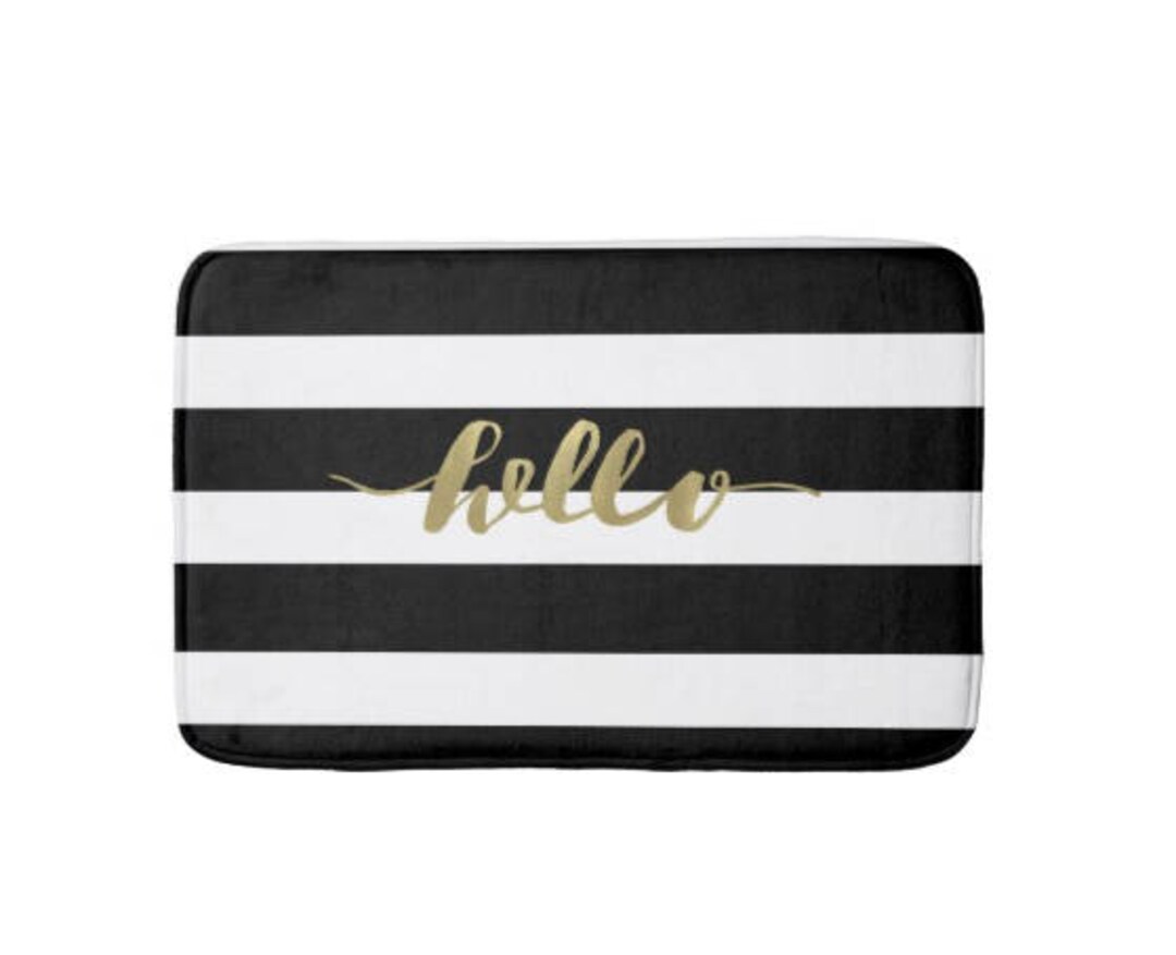 Black and Gold Bath Mat Striped Bath Mat Gold Bathroom Etsy