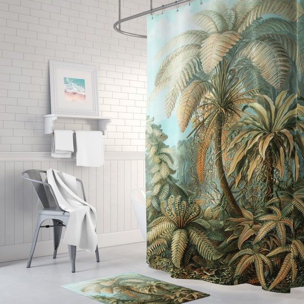 Jungle Shower Curtain - Botanical Shower Curtain - Botanical Decor - Tropical Shower Curtain