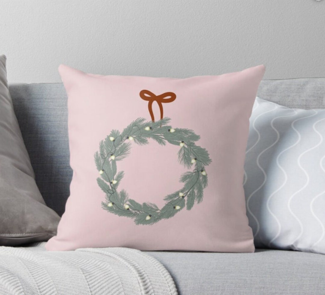 Christmas Pillow Pink Holiday Pillow Christmas Decor Etsy UK