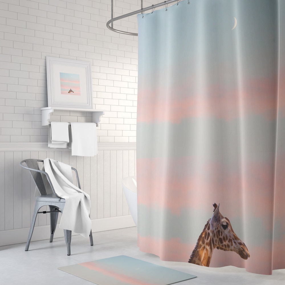 1 Pc Waterproof Giraffe Shower Curtain for Home and Bathroom 