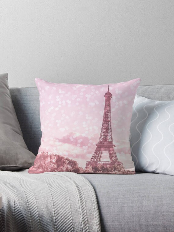 Pink Paris Eiffel Tower throw pillow