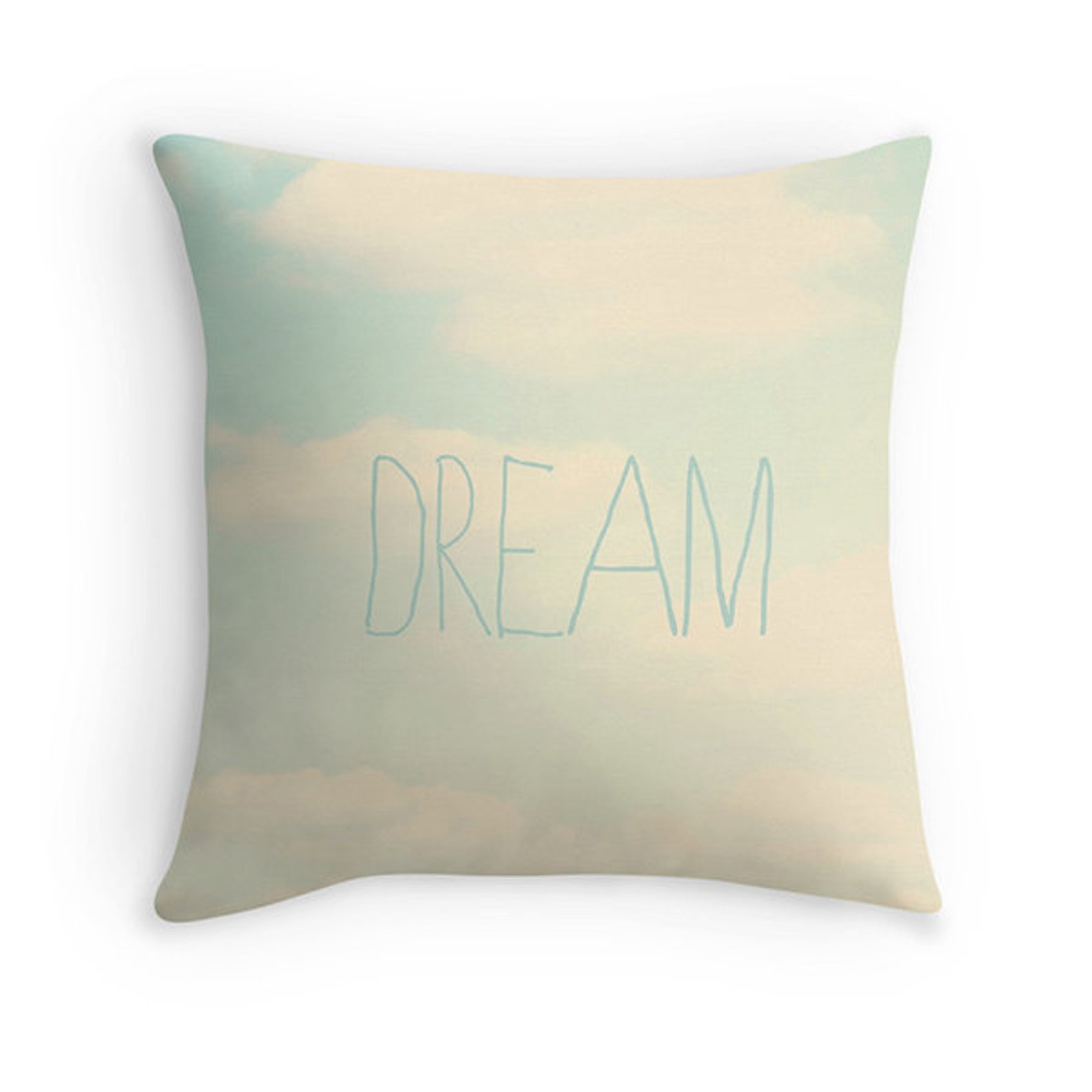 Dream Pillow Nursery Decor Dream Typography Blue Pillow Etsy