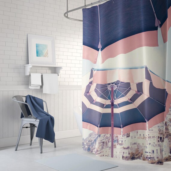 Beach Umbrella Print Shower Curtain Etsy