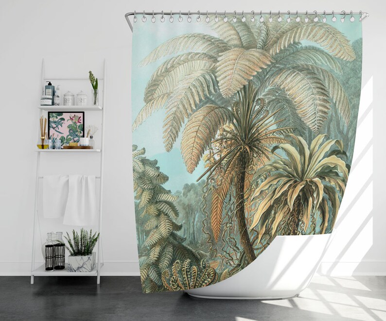 Jungle Shower Curtain Botanical Shower Curtain Botanical Etsy