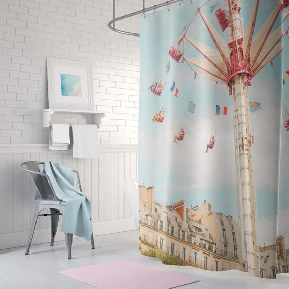 Paris Carnival Shower Curtain, Paris Themed Bathroom Shower Curtain