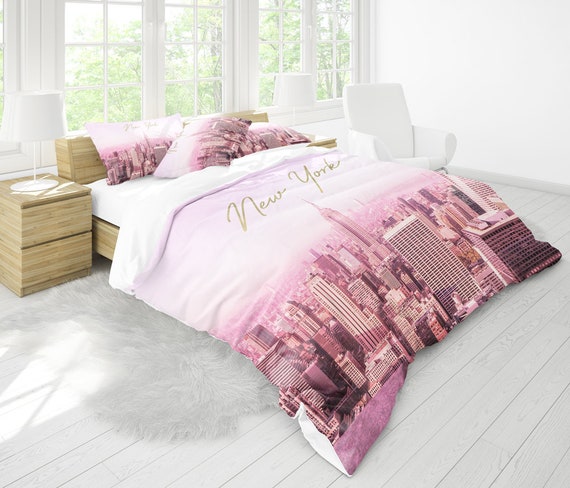 New York Duvet Cover Pink Duvet Cover Etsy