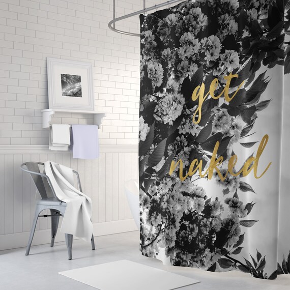 Black And Gold Shower Curtain Get Naked Shower Curtain Etsy