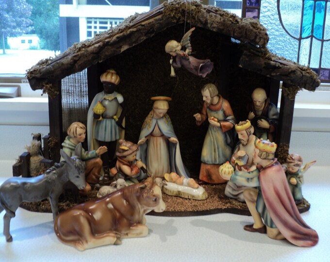 Hummel Nativity Set 214 Full Bee TMK2 Vintage 16pcs Manger Stable