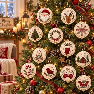 DIY-broderikit med filtjulprydnad, broderikit för nybörjare med julgran, julgransdekorationer, pyssel med filt till högtiderna