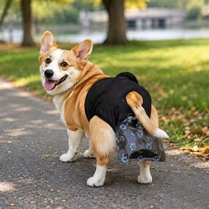 Hundbajsuppfångare för äldre hundar, mobilitetsstöd för hundbajspåse, 50 bajspåsar, broderad lapp för husdjur, hjälpmedel för hundpromenader