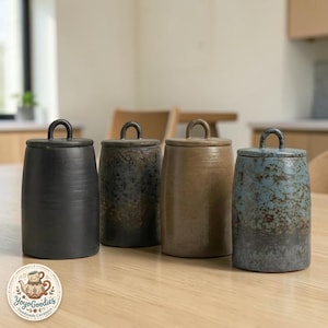Boîte à thé artisanale en céramique style Wabi Sabi, pot de rangement pour la cuisine