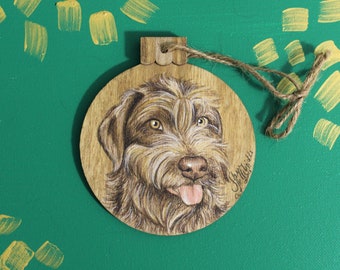 Custom Pet Ornament: Mixed Media on Wood; Dog, Cat, Horse, Bird, Exotic
