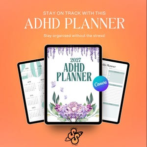 2027 ADHD-Friendly Digital Planner | Editable Canva Template (Digital Download)
