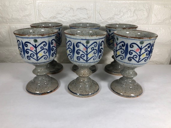 stoneware wine goblets
