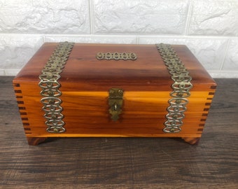 Cedar Wooden Box,  Jewelry Box, Boho Box, Stash Box, Trinket Box, Mini Cedar Chest