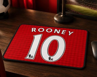 Alfombrilla de ratón para juegos Wayne Rooney n.° 10: Alfombrilla de ratón roja de fútbol del Manchester United