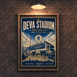 Chester FC Deva Stadium Poster, Vintage Football Wall Art, Unframed Print, Fan Gift