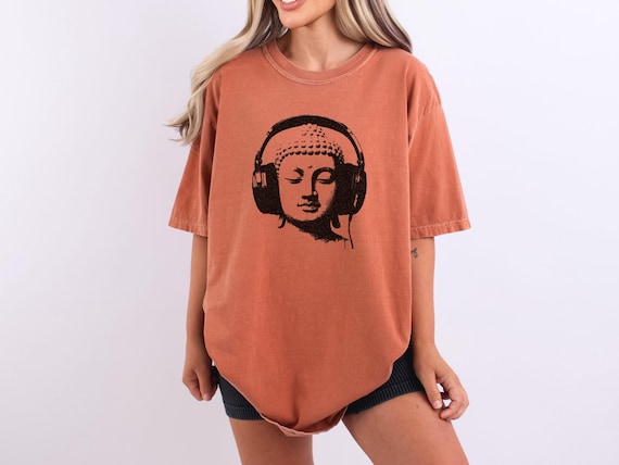Comfort Colors Buddha Headphones Graphic T-Shirt – 100% Cotton Unisex Tee