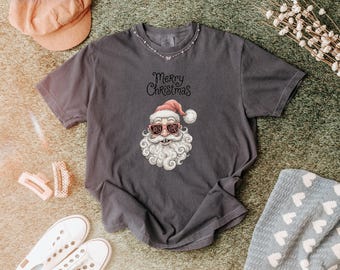 Retro Santa Christmas T-Shirt, Comfort Colors 1717, Vintage Jolly Vibes Graphic Tee