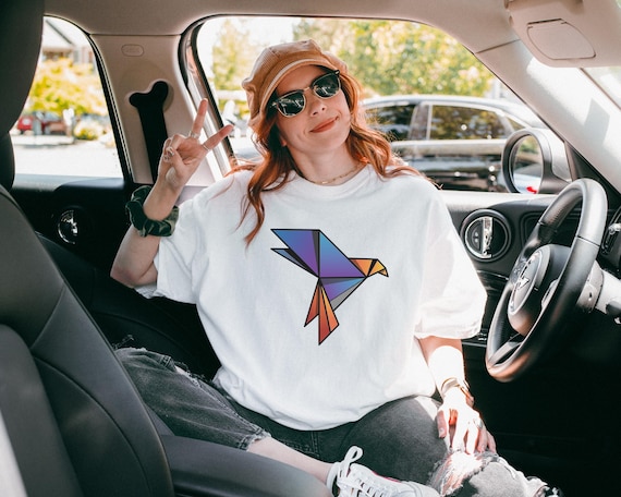 Geometric Birds T-Shirt: Retro Mid Century Modern Nature Design, 100% Cotton Tee