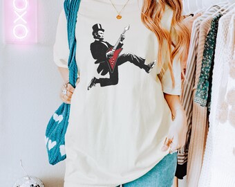 Abraham Lincoln Playing Guitar Shirt, Comfort Colors® Retro Political Humor Tee