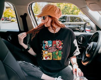 Comfort Colors Retro Mickey Friends Christmas Shirt, Disneyland Holiday Tee