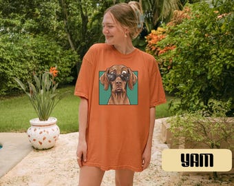 Funny Vizsla Dog Sunglasses Retro Graphic Tee: Comfort Colors Pointer Shirt