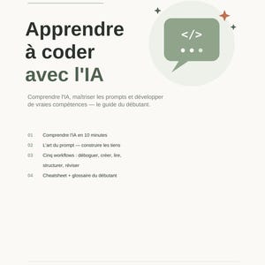 PDF-Leitfaden: Programmieren lernen mit KI · Anfänger · Prompt-Methode + 5 Arbeitsabläufe + Glossar + Bonus-Checkliste