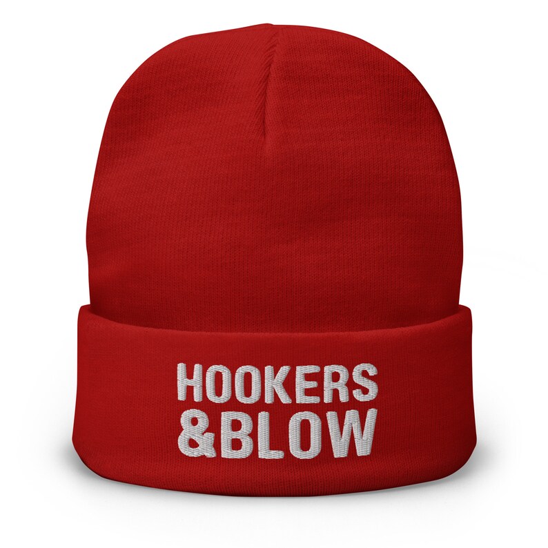 Hookers & Blow Your New Favorite Beanie Dark Humor Funny White Elephant Gift