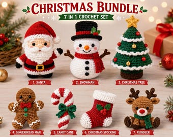 7-in-1 Christmas Amigurumi Crochet Pattern Bundle (PDF)