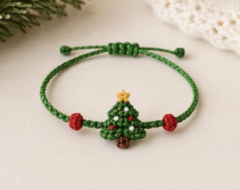 Haakpatroon voor een kerstboomarmband, feestelijke kerstsieraden (digitale download)