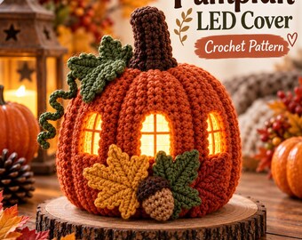 Crochet Pumpkin LED Lantern Cover Pattern, Fall Decor (Digital Download)