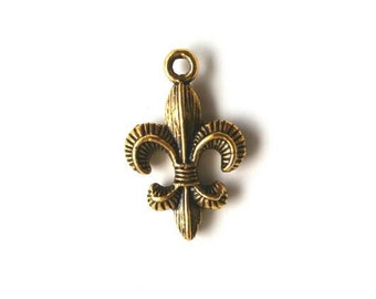 Antique Gold Fleur De Lis Charm Set of 10