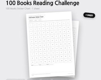 Desafio de Leitura de 100 Livros para Imprimir | Lista de Desejos de Leitura, Quadro de Acompanhamento de Livros, Registro Anual de Leitura | 4 Cores A4 A5 Carta PDF