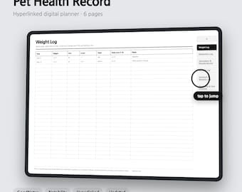 Digitaler Gesundheitsplaner für Haustiere | Tierarztbesuche & Medikamente – GoodNotes | 4 Farben | 6 Seiten | Sofort-Download
