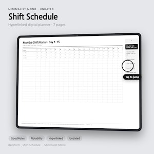 Shift Schedule Digital Planner | Rota & Night Hours - GoodNotes | 4 Colors | 7 Pages | Instant Download image 1