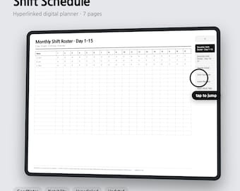 Shift Schedule Digital Planner | Rota & Night Hours - GoodNotes | 4 Colors | 7 Pages | Instant Download