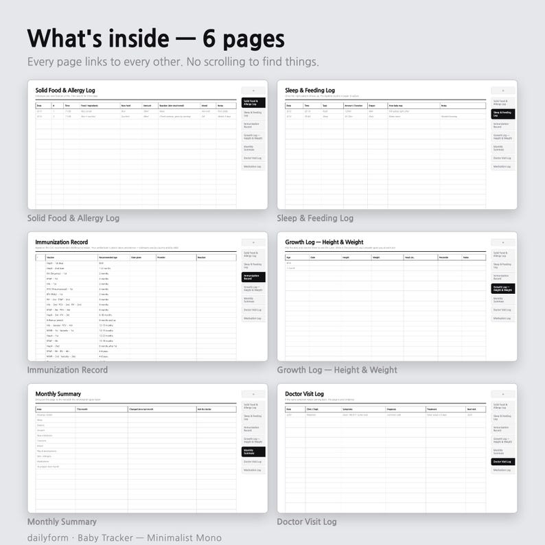 Baby Tracker Digital Planner | Feeding, Sleep & Growth - GoodNotes | 4 Colors | 7 Pages | Instant Download Bild 2