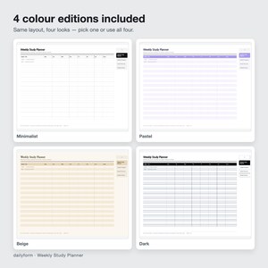 Weekly Study Digital Planner | Subjects, Hours & Review - GoodNotes | 4 Colors | 4 Pages | Instant Download image 4