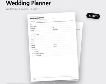 Planejador de Casamento | Orçamento · Lista de Convidados · Cronograma · Fornecedores | Minimalista | 8 Páginas | A4, Carta, A5 | Download Imediato
