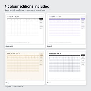Shift Schedule Digital Planner | Rota & Night Hours - GoodNotes | 4 Colors | 7 Pages | Instant Download image 4