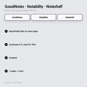 Baby Tracker Digital Planner | Feeding, Sleep & Growth - GoodNotes | 4 Colors | 7 Pages | Instant Download Bild 5