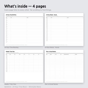 24 Hour Digital Planner | Hyperlinked - GoodNotes & Notability | 4 Colors | 4 Pages | Instant Download imagen 2