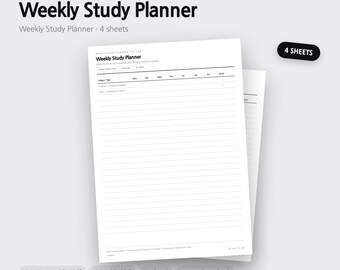 Planificador de estudio semanal imprimible / Horario de asignaturas, seguimiento de tareas, agenda semanal del estudiante / 4 colores A4 A5 Carta PDF