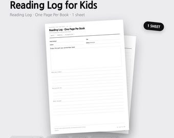 Diário de Leitura Infantil para Imprimir | Uma Página por Livro, Folha de Relatório de Leitura, Rastreador de Leitura | 4 Cores A4 A5 Carta PDF