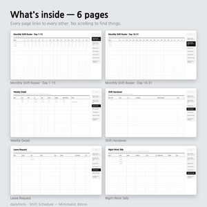 Shift Schedule Digital Planner | Rota & Night Hours - GoodNotes | 4 Colors | 7 Pages | Instant Download image 2