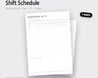 Planilha de Escala de Trabalho para Imprimir | Planejador Mensal de Turnos, Escala de Trabalho de Enfermagem, Calendário de Acompanhamento de Turnos Noturnos | 4 Cores A4 A5 Carta PDF