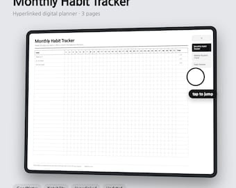 Habit Tracker Digital Planner | 31 Day Grid - GoodNotes & Notability | 4 Colors | 3 Pages | Instant Download