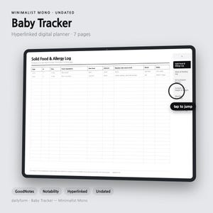 Baby Tracker Digital Planner | Feeding, Sleep & Growth - GoodNotes | 4 Colors | 7 Pages | Instant Download Bild 1
