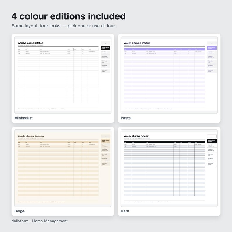 Home Management Digital Planner | Bills, Cleaning & Maintenance - GoodNotes | 4 Colors | 6 Pages | Instant Download imagen 4